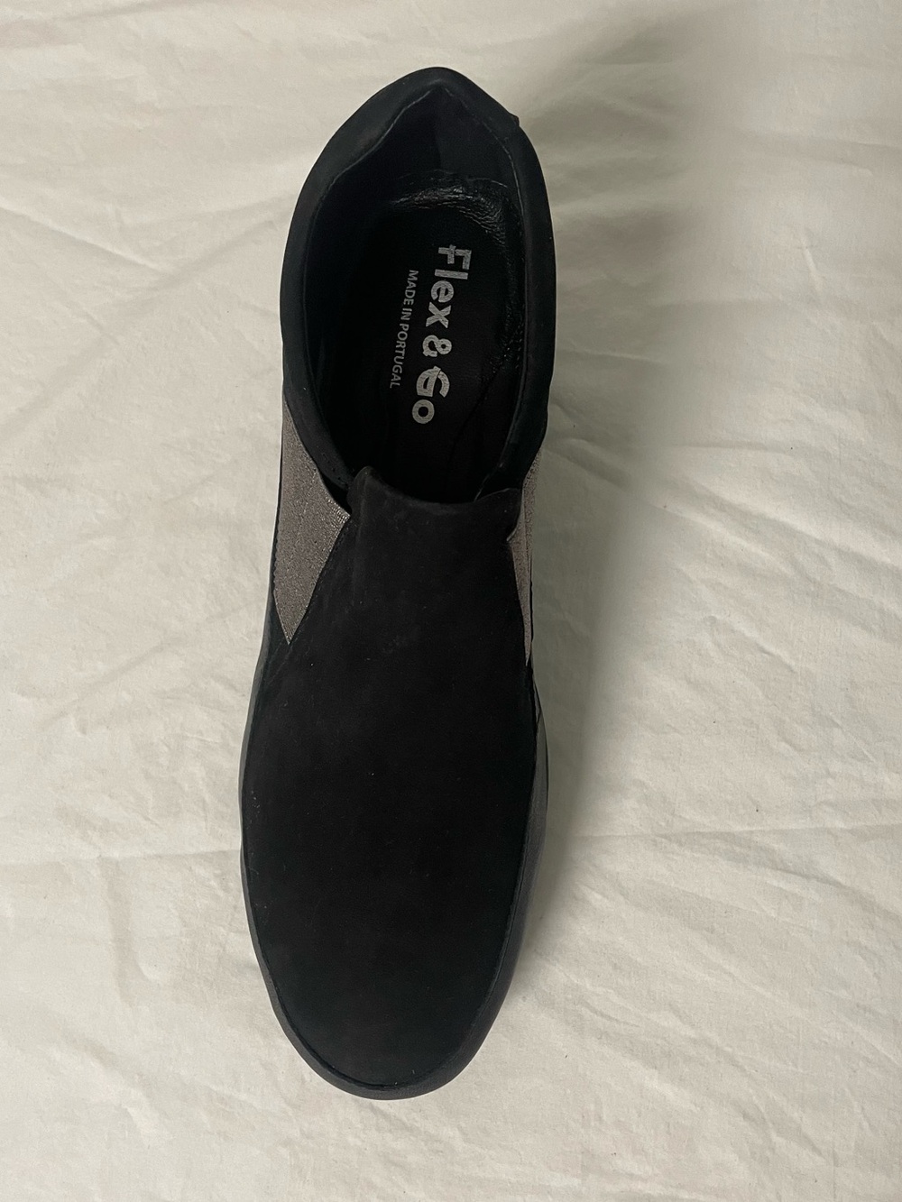 Flex & Go Women's Black Suede Slip-On Mules